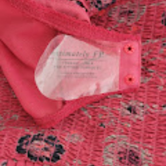 FREE PEOPLE brunch date floral print red combo bodysuit Sz S NEW - Picture 12 of 13